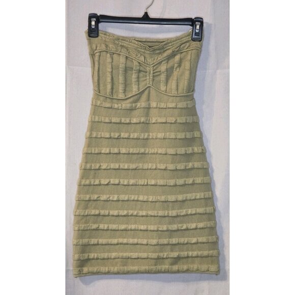 Free People Beach Green Strapless Cut-out Textured Mini Dress Size Small - Picture 1 of 3